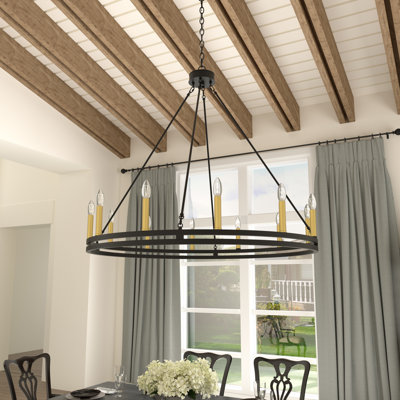 Ryang 12 - Light Dimmable Wagon Wheel Chandelier