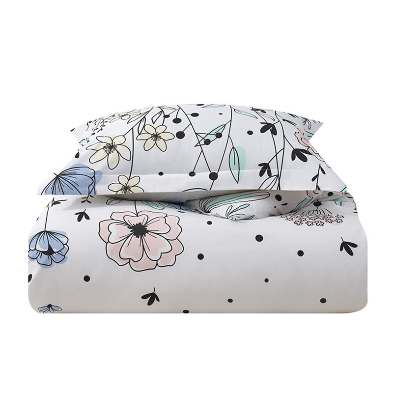 Ensemble de housse de couette en coton biologique, Couette simple + 1 taie décorative simple