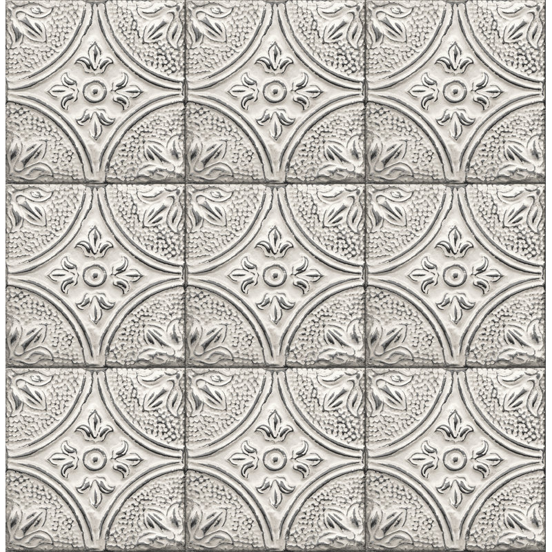 Rouleau de papier peint métallique L 33 pi x l 20,5 po Brasserie, Argent