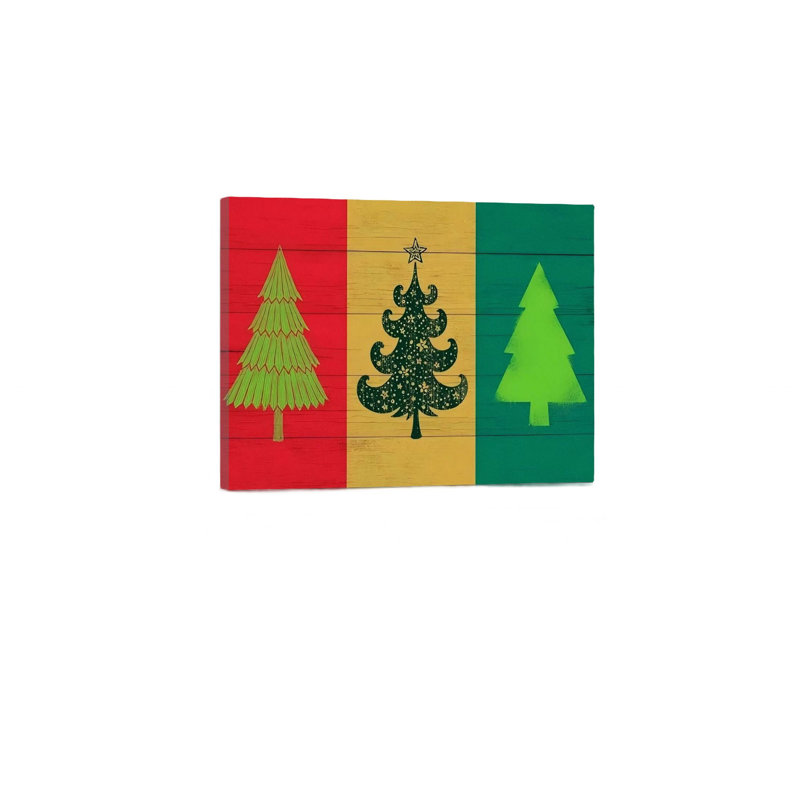 «Winter Three Christmas Trees», art mural 24 po x 18 po