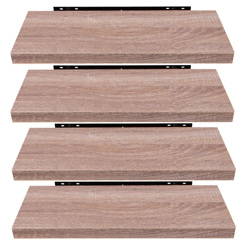 Geatano 4 Piece Floating Shelf, 3.8cm H x 80cm W x 22.9cm D, Brown