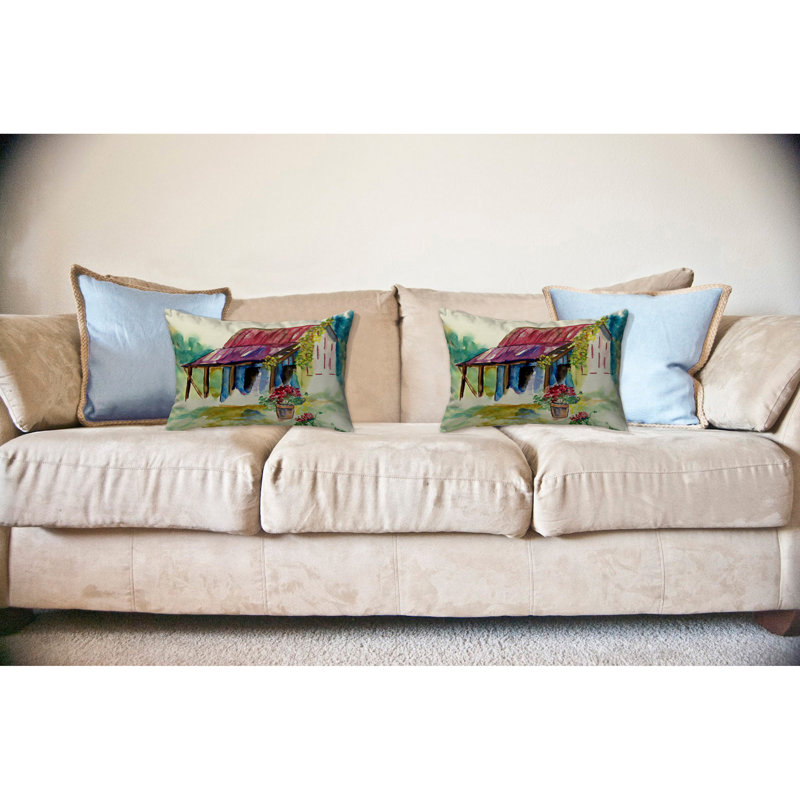 Barn And Geranium Outdoor Reversible Throw Pillow