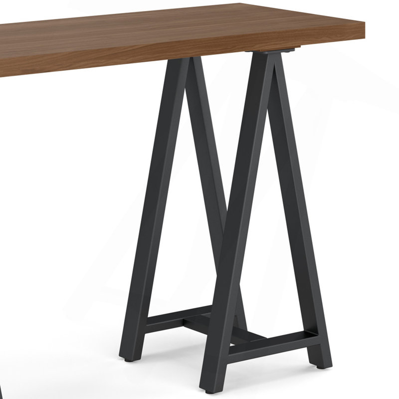 Solid Walnut Veneer and Metal Console Sofa Table - Walnut