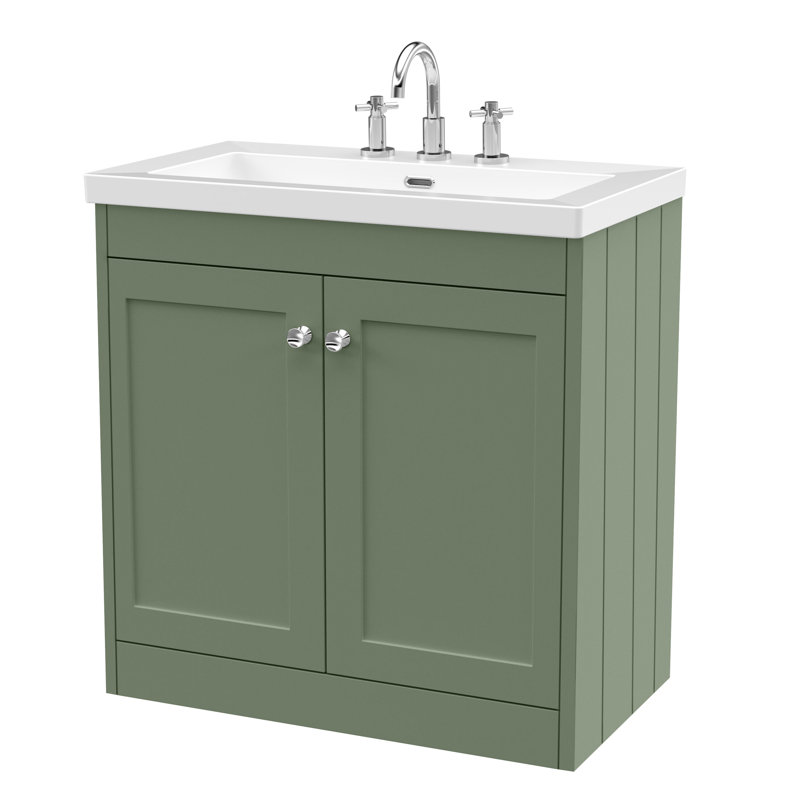 Ashwick Single Bathroom Vanity with Sits On Furniture Basin, Satin Green, 813 cm