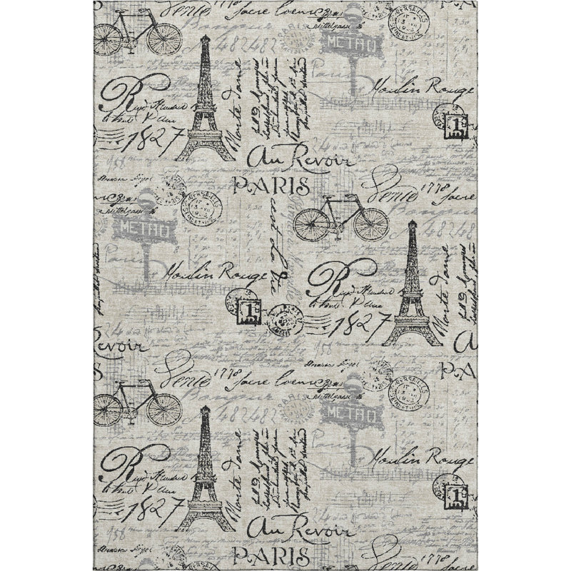 Premium Machine Washable Mayfield AMF2209 novelty Rug, Beige, 9' x 12'