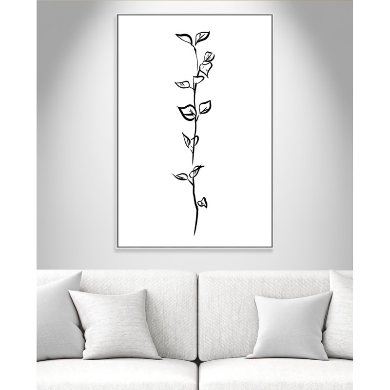 Fleurs simples 4 - reproduction de dessin, Toile blanche encadrée, H 61,5 po x l 41,5 po x P 2 po