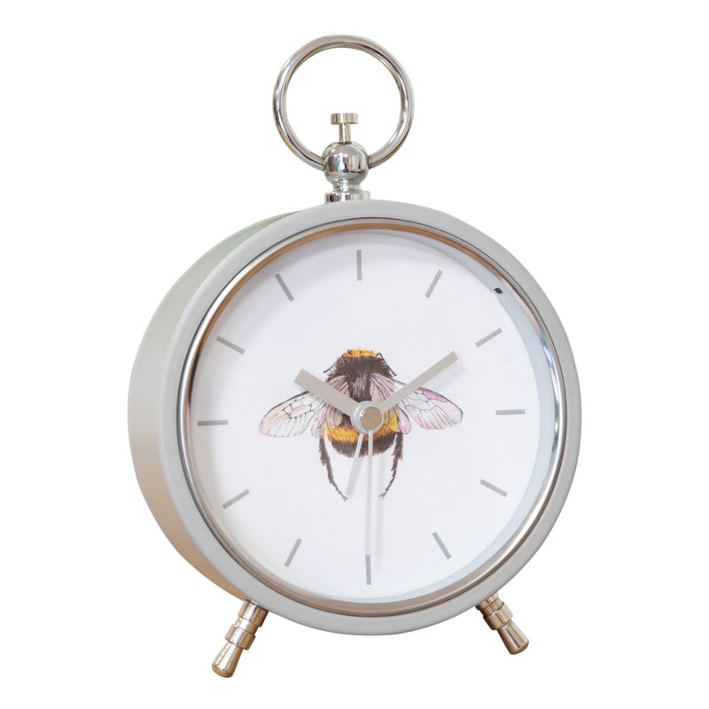 Analogue Metal Quartz Movement / Crystal Tabletop Clock in Grey/White/Silver/Yellow