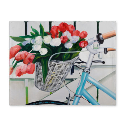 Napperon romantique romantique - Vélo avec tulipes pour la décoration intérieure