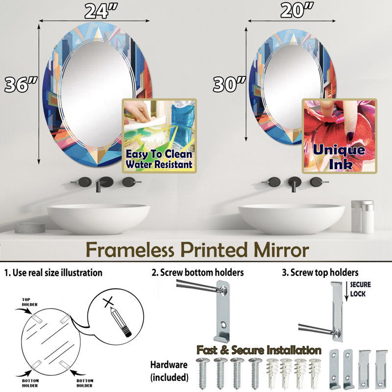 Miroir mural Zobe, 30 po x 20 po