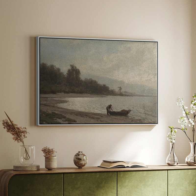 Paysage rétro - DCCCLxxxix, Toile encadrée flottée blanche, H 27 po x l 41 po x P 2 po