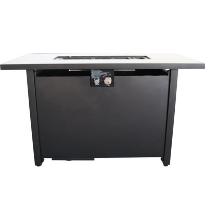 Steel Outdoor Fireplace, Black, 50000btu, 42" X 25" Configuration Black Fire Pit Table For Use, 42", 50000