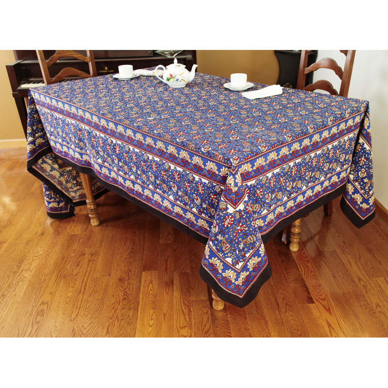 Cody-Lee Floral 100% Cotton Tablecloth, Blue, 108" x 72"