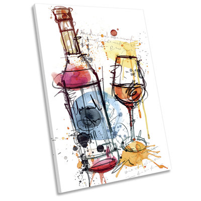 X8524 Wine Bottle Glass Kitchen - Wrapped Canvas Painting