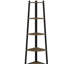 Retro walnut wood 5-tier corner bookshelf