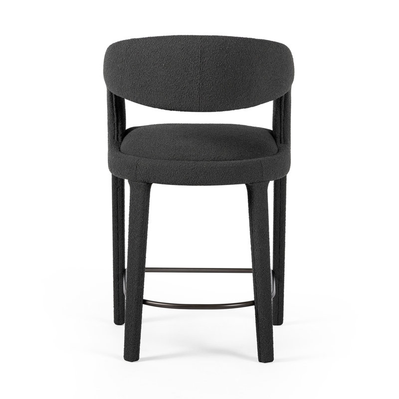 Hawkins Stool, Counter Stool (26.57" Seat Height), Fiqa Charcoal Boucle/Polyester