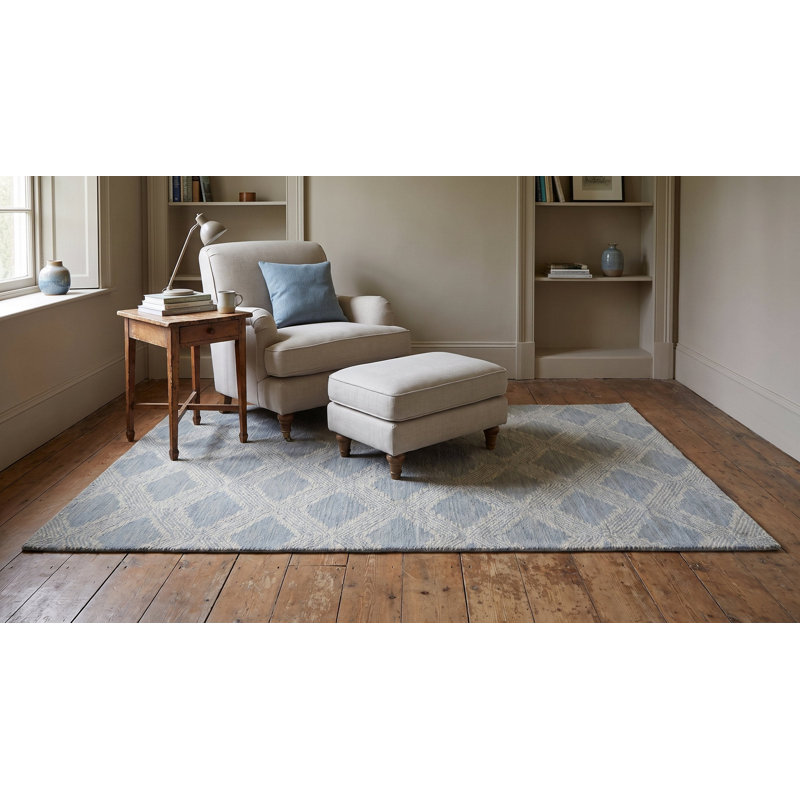 Hand Tufted Wool Geometric Area Rug in Gray, 5' x 8'
