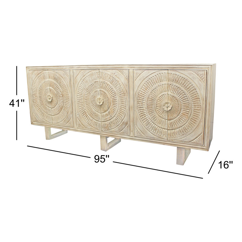 Buffet en bois d'acacia massif de 95 po de largeur Grasser