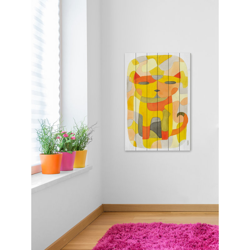 Chat 1, reproduction d'art, H 60 po x l 40 po, Bois blanc