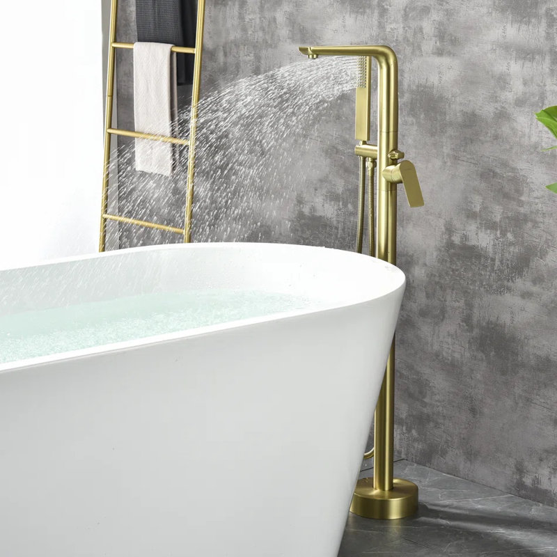 Bec de baignoire fixé au sol, Or brossé