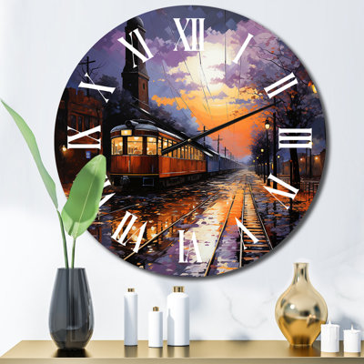 Train Industrial Elegance Pointillism I - Transportation Wall Clock