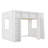 Queen Size Wooden Loft Bed with Storage Cabinets and Shelves, White-946286618