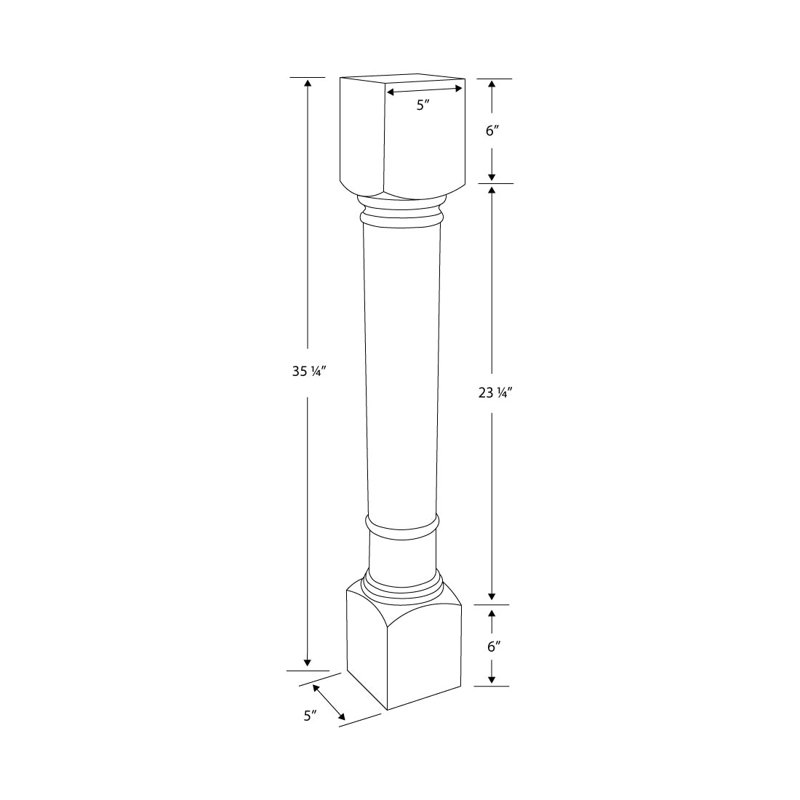 Pieds pour îlot de colonne Behre, Cerisier, H 35,25 po x l 5 po x P 5 po