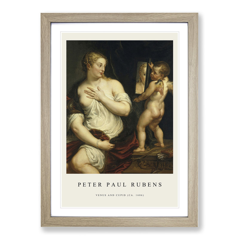 Venus and Cupid by Peter Paul Rubens - Picture Frame Art Prints, 36cm H x 27cm W x 2cm D, Oak