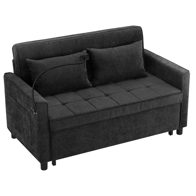 Loveseat Sofa Pull-Out Sofa Bed Sleeper Sofa, Black