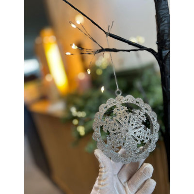Handmade Silver Glitter Snowflake Ornament