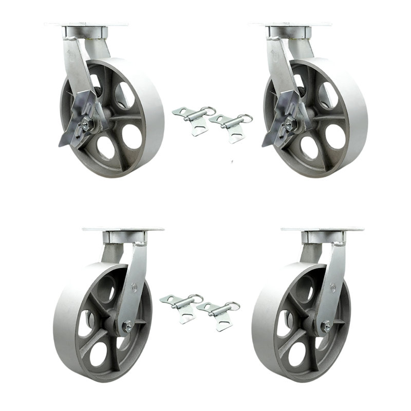 Ensemble de 4 roulettes en fonte semi-robuste 4 pièces