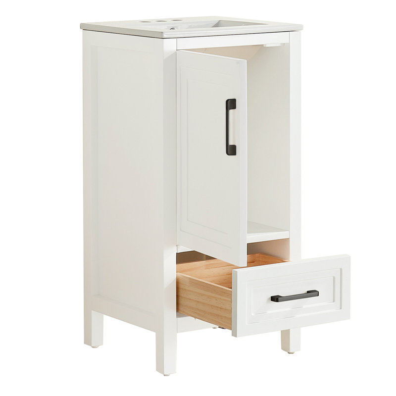 Meuble-lavabo simple autoportant de 18 po avec plateau entièrement assemblé
