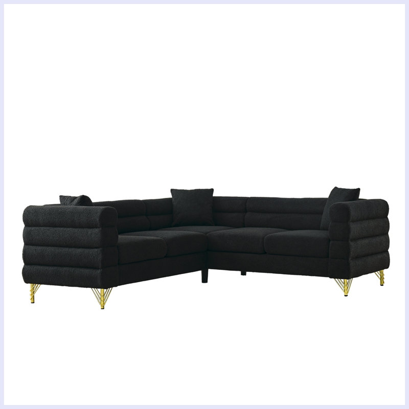 Canapé modulaire 2 pièces Shinaya, Teddy noir