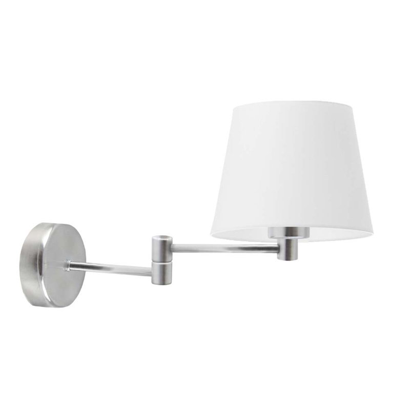 Ayannia Armed Sconce, White, Brushed Steel