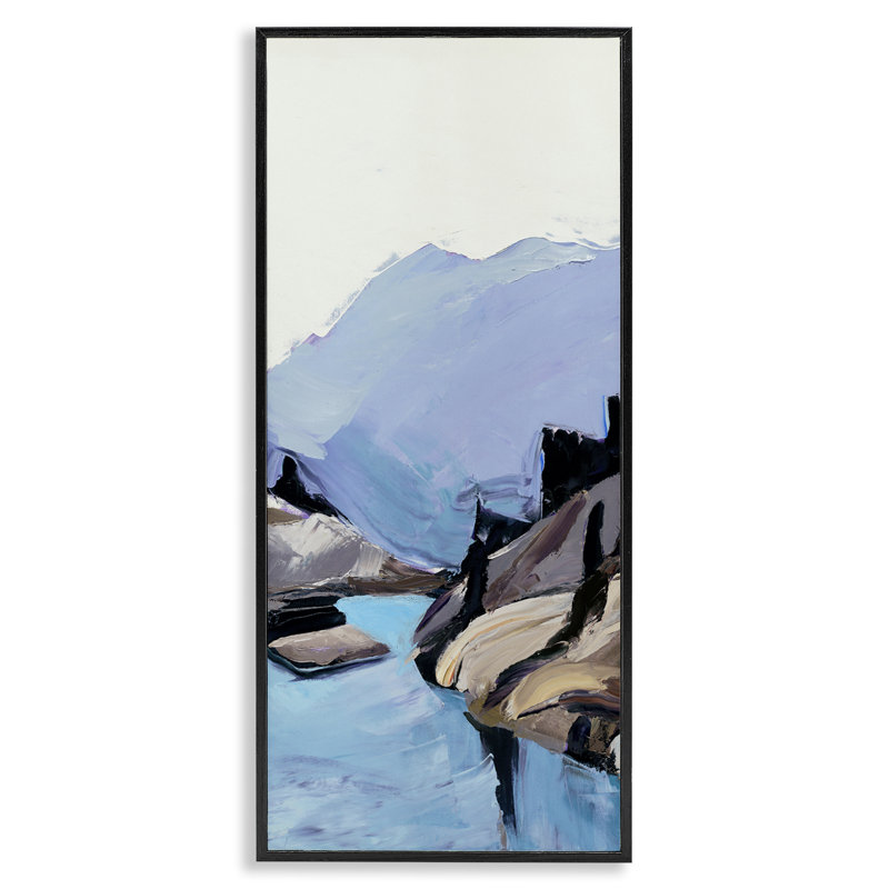 «Mountain River Abstraction», estampe numérique par Julie Denise bk-142, Giclée encadrée noir minuit, H 30 po x l 13 po