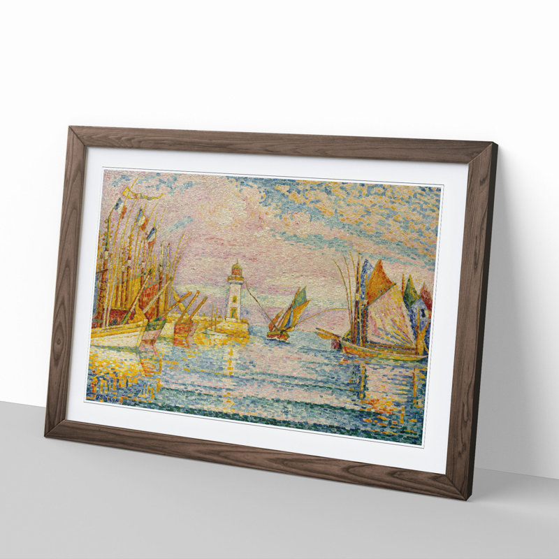 The Lighthouse Groix by Paul Signac - Picture Frame Painting, Walnut, 48cm H x 65cm W x 2cm D