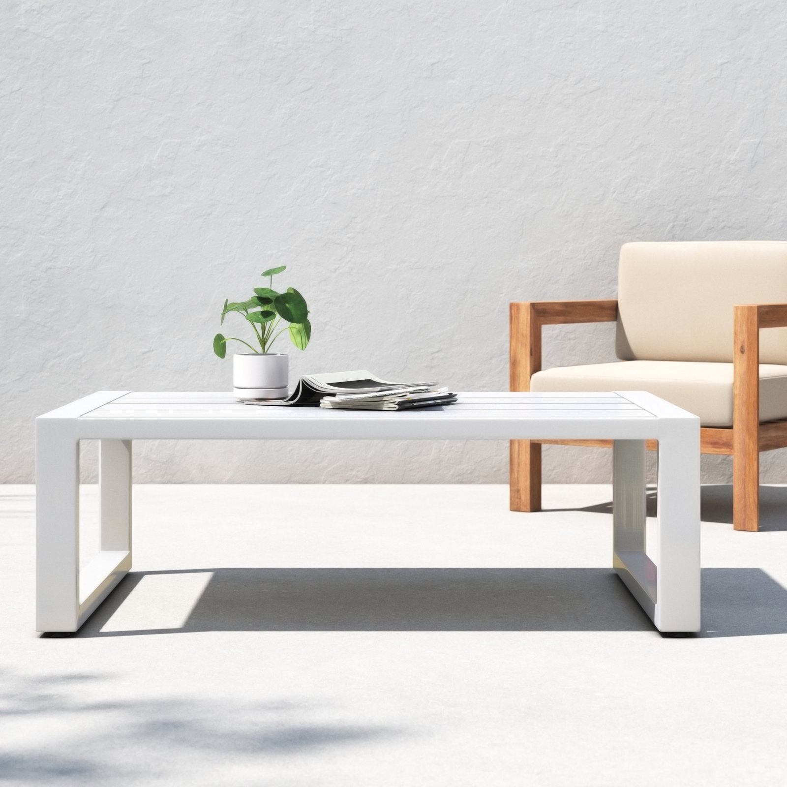 Camela 54.13'' Aluminum Outdoor Coffee Table