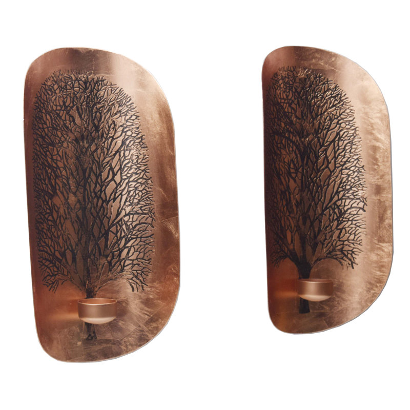 Photophore en métal 13,77 po H avec motif arbre de vie pour décoration de Noël et ambiance murale