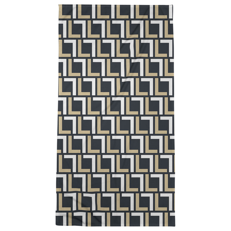 Bath Towel, Black/Old Gold/White