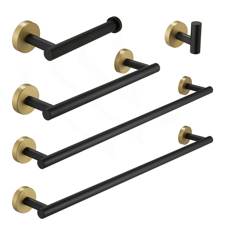 5-Pieces Gold Bathroom Accessories Set, Stainless Steel Bathroom Hardware Set, Bath Towel Bar Set, Towel Racks For Bathroom Wall Mounted.