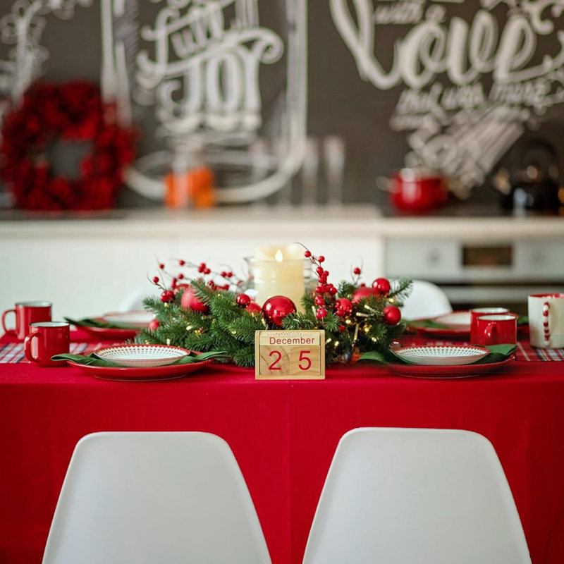 60×102in (152×260cm) Polyester Rectangular Tablecloth, Stain & Wrinkle Resistant for 6FT Table