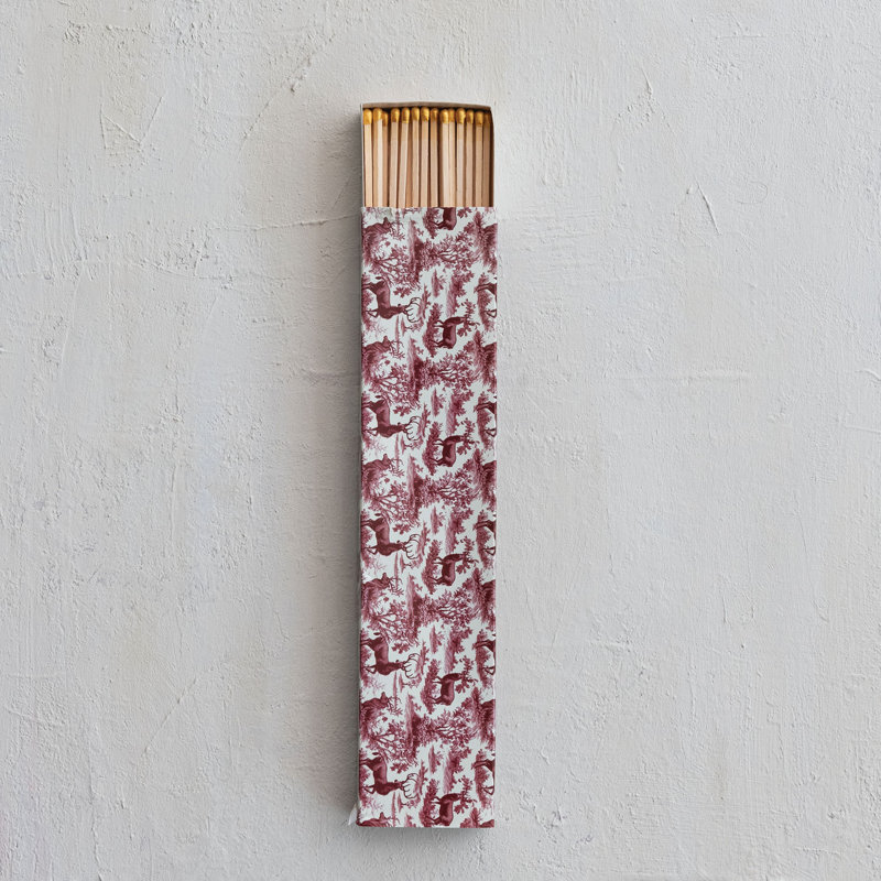 Safety Fireplace Matches In Matchbox With Reindeer Pattern