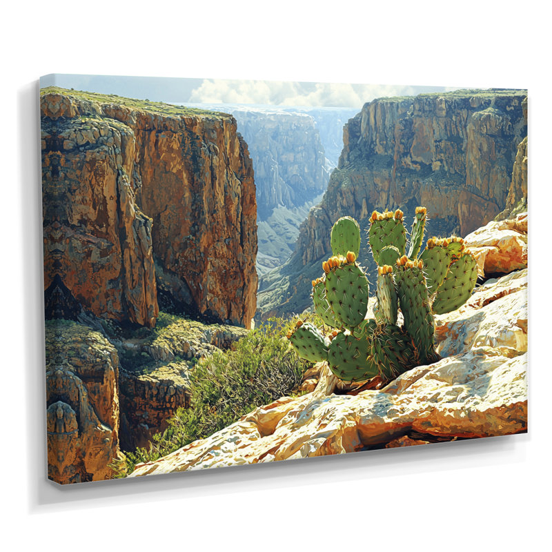 Marithza Arizona Cactus At The Canyons Edge I - art mural cactus, H 24 po x l 32 po, Toile tendue, Ne s’applique pas
