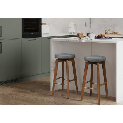 LuXeo Serena Swivel Bar Stools with Upholstered Seat