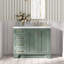 Meuble-lavabo simple en bois massif de 37 po de couleur bleu nuit avec plateau en marbre de Carrare de 1,5 po Freitas-2117420979-2084230423-2084230376
