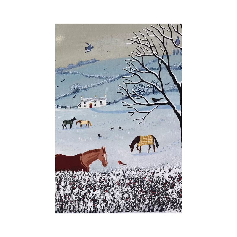 «Over Snowy Hedge» par Jo Grundy - impression sur toile tendue, 12" H x 8" W x 0.75" D