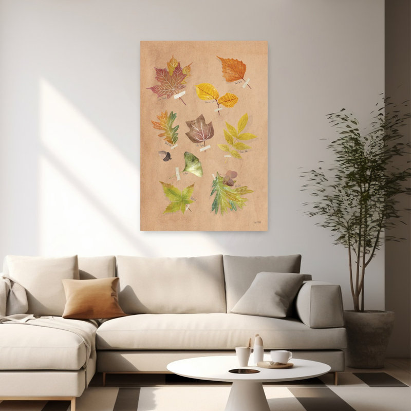 Feuilles d'automne, art abstrait contemporain de la nature, H 60 po x l 40 po