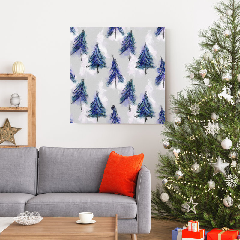 "Sapins de Noël", reproduction d’art sur toile tendue, H 32 po x l 32 po x P 1 po