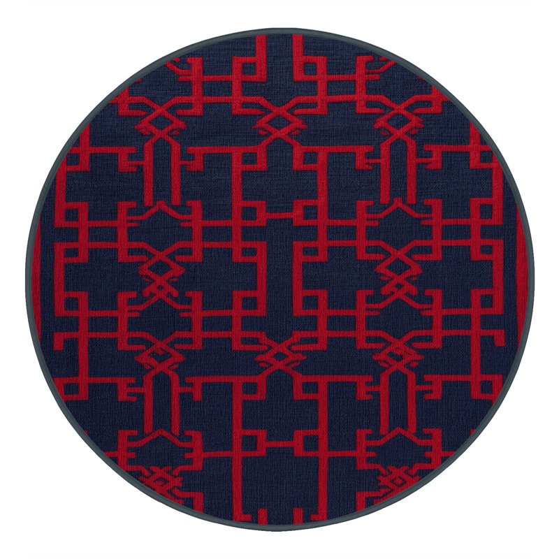 Machine Washable Trellis Gray Area Rug, Round 3'