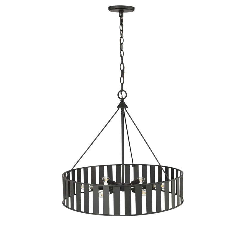 Lustre cylindrique à 6 lumières de 24 po de largeur Stella, Noir mat