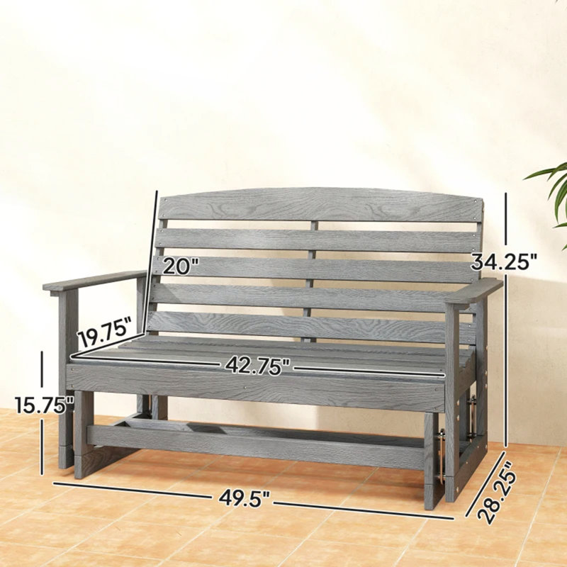 Banc oscillant durable en PEHD avec assise confortable et conception résistante aux intempéries pour la détente sur le patio